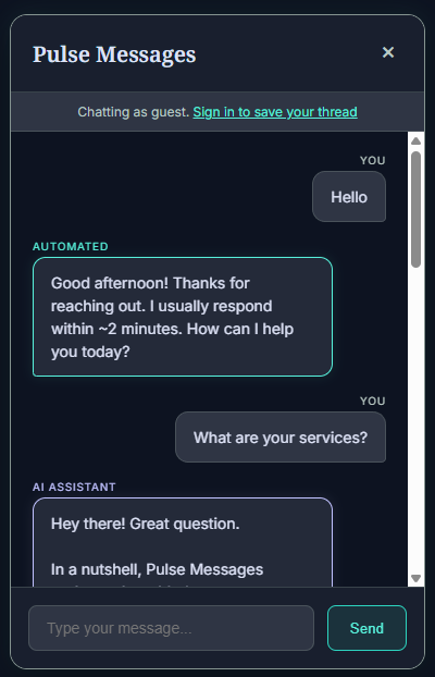 Pulse Messages Chat Experience
